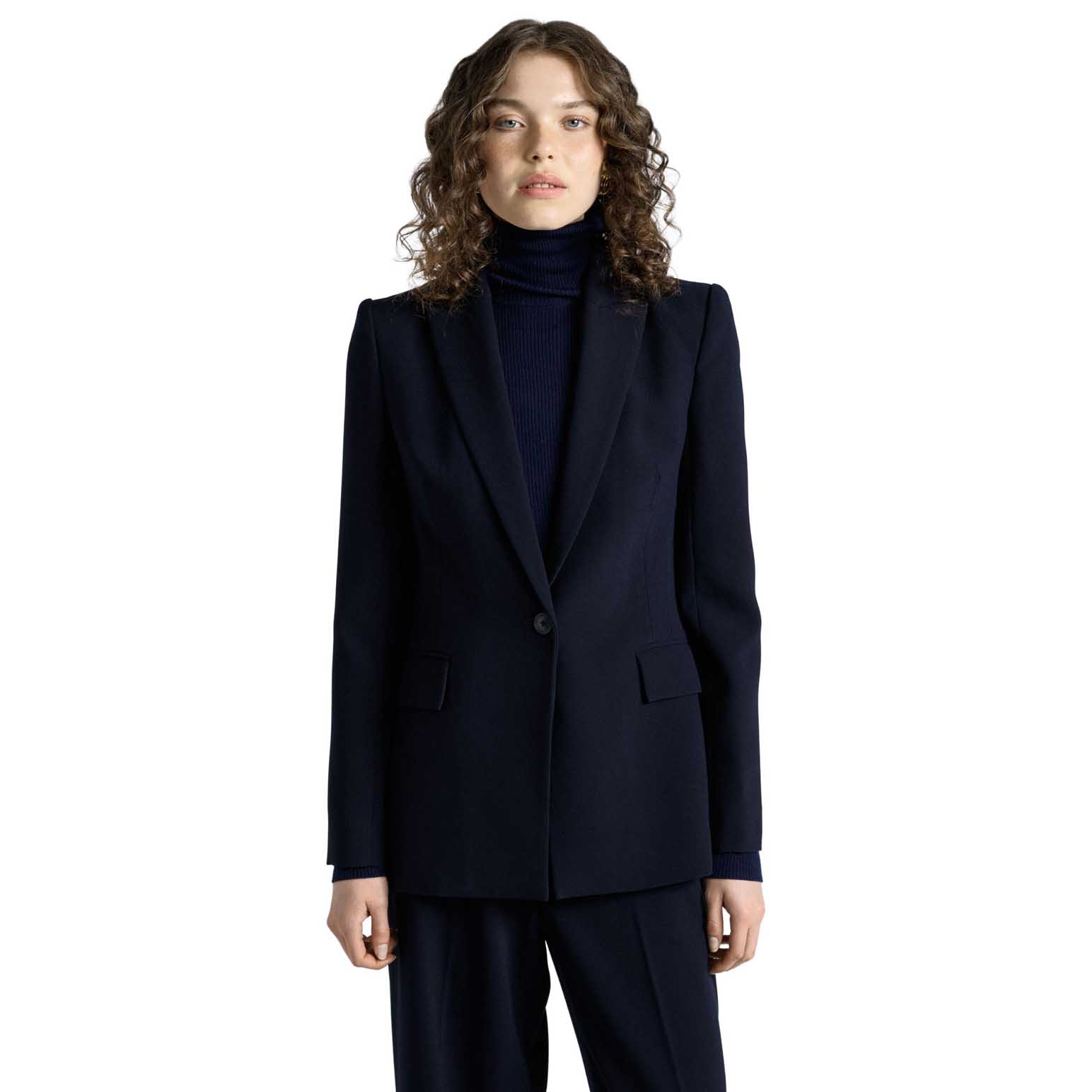 Cue Dark Ink Crepe Tailored Blazer